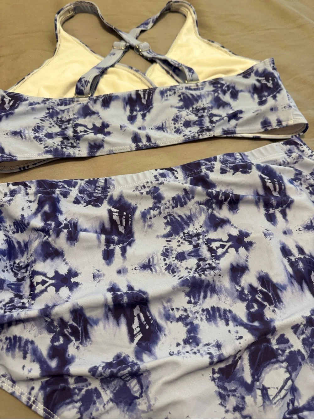 Amazon Blue Tie-Dye High-Waist Bikini Set